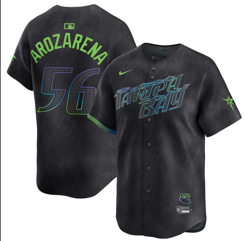 MenTampa Bay Rays 56 Randy Arozarena Nike MLB Limited City Connect Black 2024 Jersey